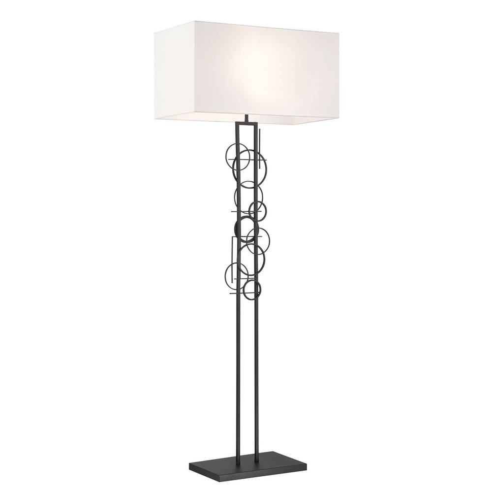 George Kovacs Tempo 2-Light Sand Coal Floor Lamp with White Linen Shade