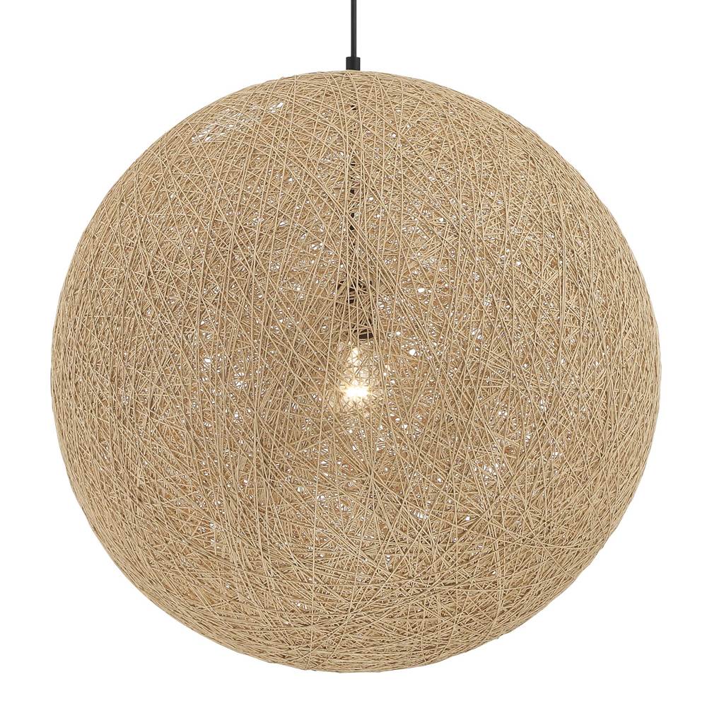 George Kovacs Entwined 24'' 1-Light Coal Pendant with Natural Rattan