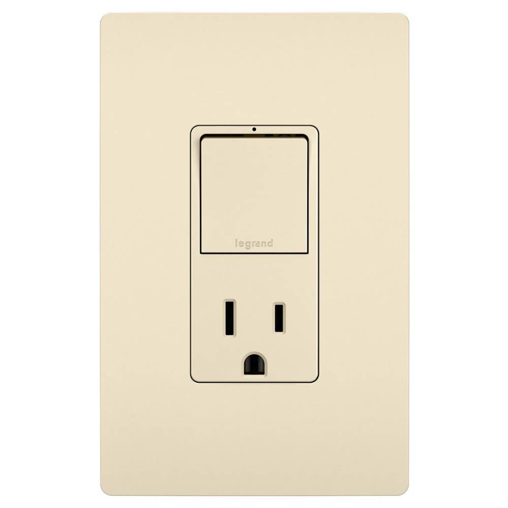Legrand radiant Single-Pole/3-Way Switch with 15A Tamper-Resistant Outlet, Light Almond