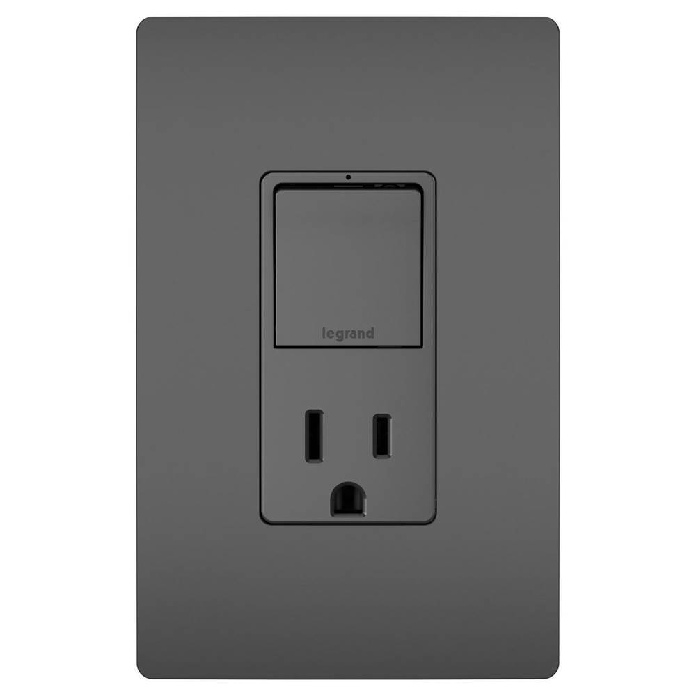 Legrand radiant Single-Pole/3-Way Switch with 15A Tamper-Resistant Outlet, Black