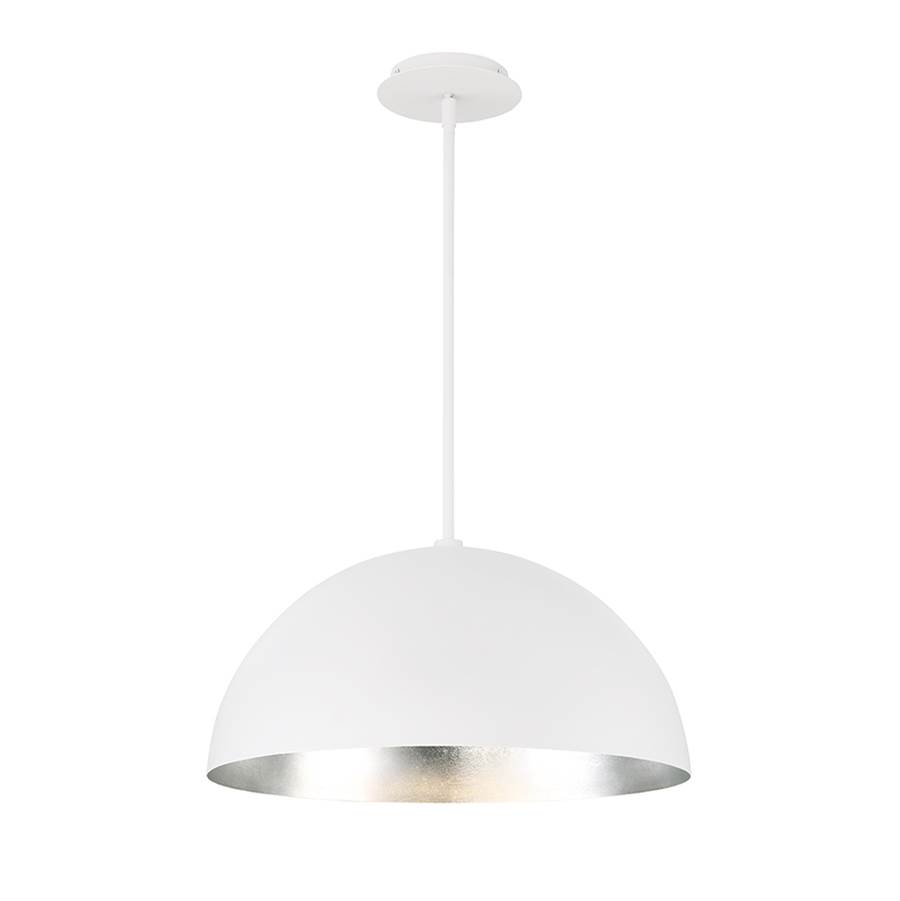 Modern Forms Yolo 20'' LED Dome Pendant Light 3000K in Silver Leaf/White