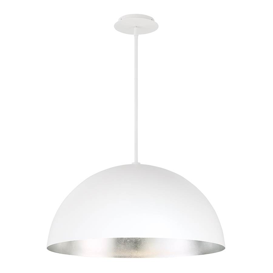 Modern Forms Yolo 24'' LED Dome Pendant Light 3000K in Silver Leaf/White