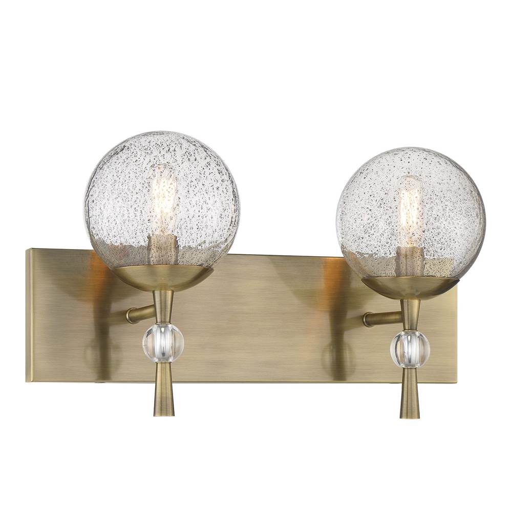 Minka-Lavery Populuxe 2-Light Oxidized Aged Brass Bath Vanity with Clear Volcanic Glass Shades