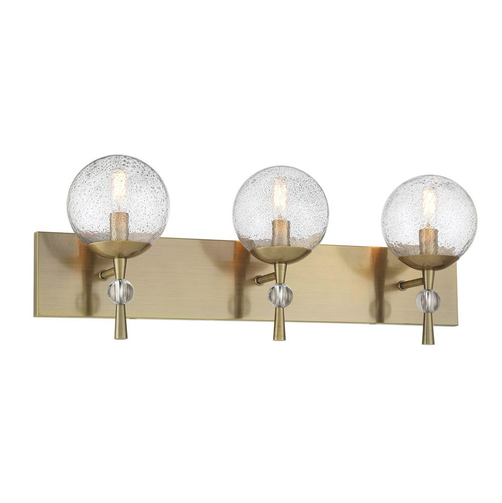 Minka-Lavery Populuxe 3-Light Oxidized Aged Brass Bath Vanity with Clear Volcanic Glass Shades
