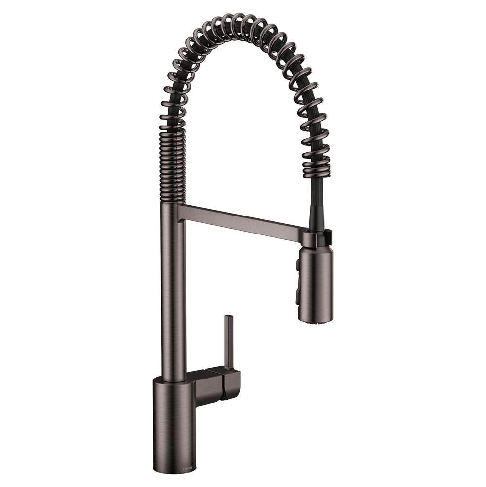 Moen Align One Handle Pre-Rinse Spring Pulldown Kitchen Faucet with Power Boost, Black Stainless