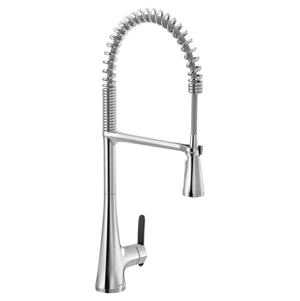 Moen Sinema Single-Handle Pull-Down Sprayer Kitchen Faucet with Power Clean and Spring Spout in Chrome