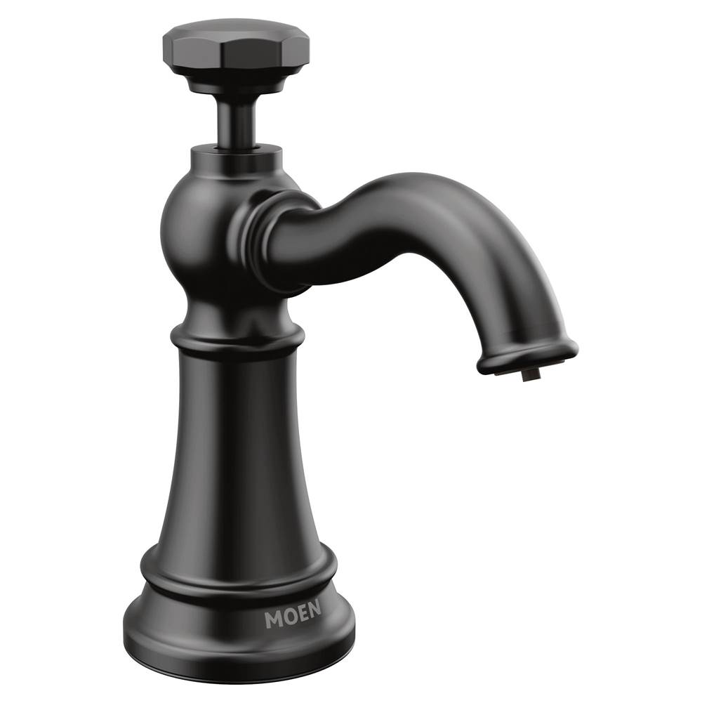 Moen Paterson Deck Mounted Kitchen Soap Dispenser with Above the Sink Refillable Bottle, Matte Black