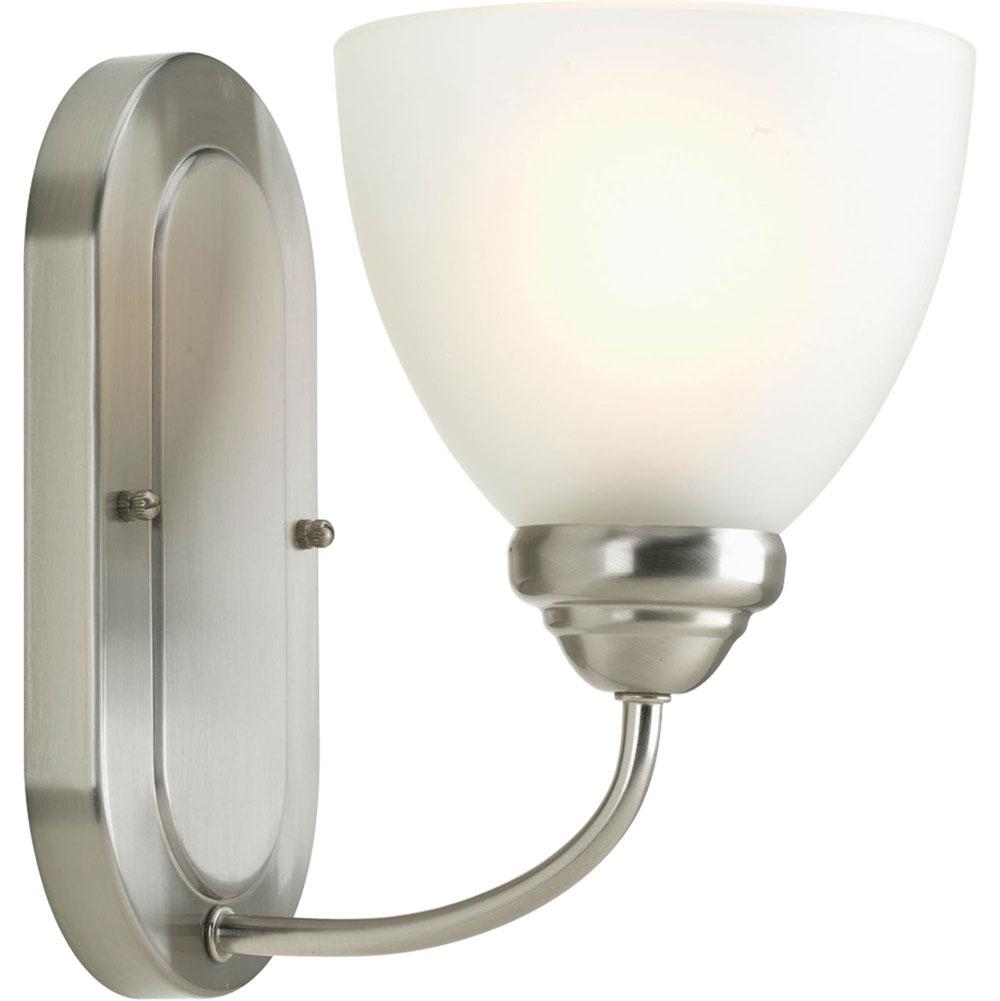 Progress Lighting Heart Collection One-Light Brushed Nickel Etched Glass Farmhouse Bath Vanity Light
