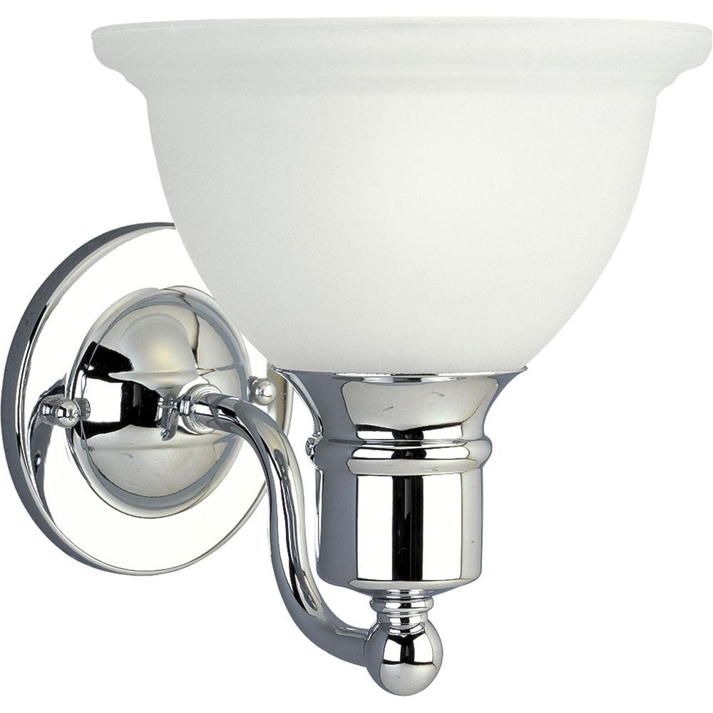 Progress Lighting Madison Collection One-Light Polished Chrome Etched Glass Traditional Bath Vanity Light