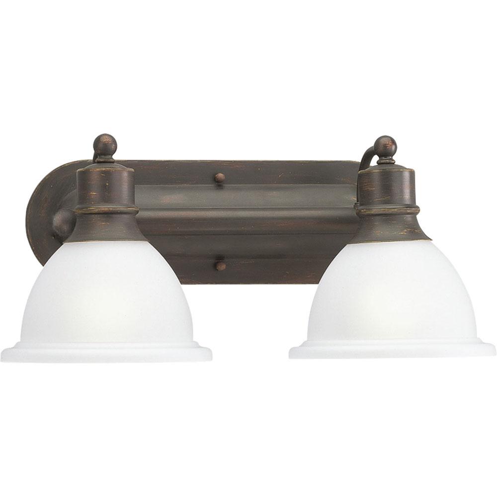 Progress Lighting Madison Collection Two-Light Antique Bronze Etched Glass Traditional Bath Vanity Light