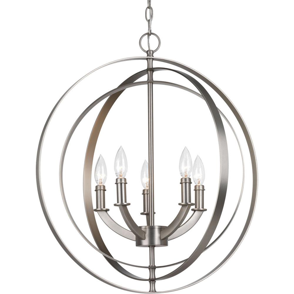 Progress Lighting Equinox Collection Five-Light Burnished Silver New Traditional Sphere Pendant Light