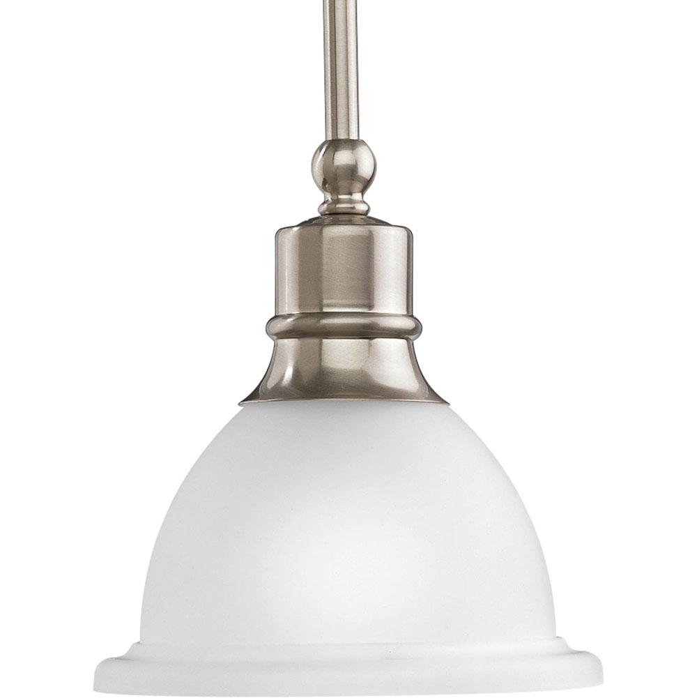 Progress Lighting Madison Collection One-Light Brushed Nickel Etched Glass Traditional Mini-Pendant Light