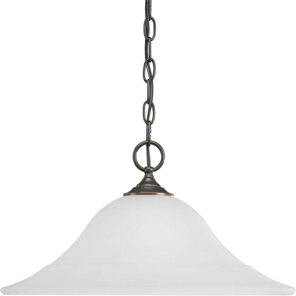 Progress Lighting Trinity Collection One-Light Antique Bronze Etched Glass Traditional Pendant Light