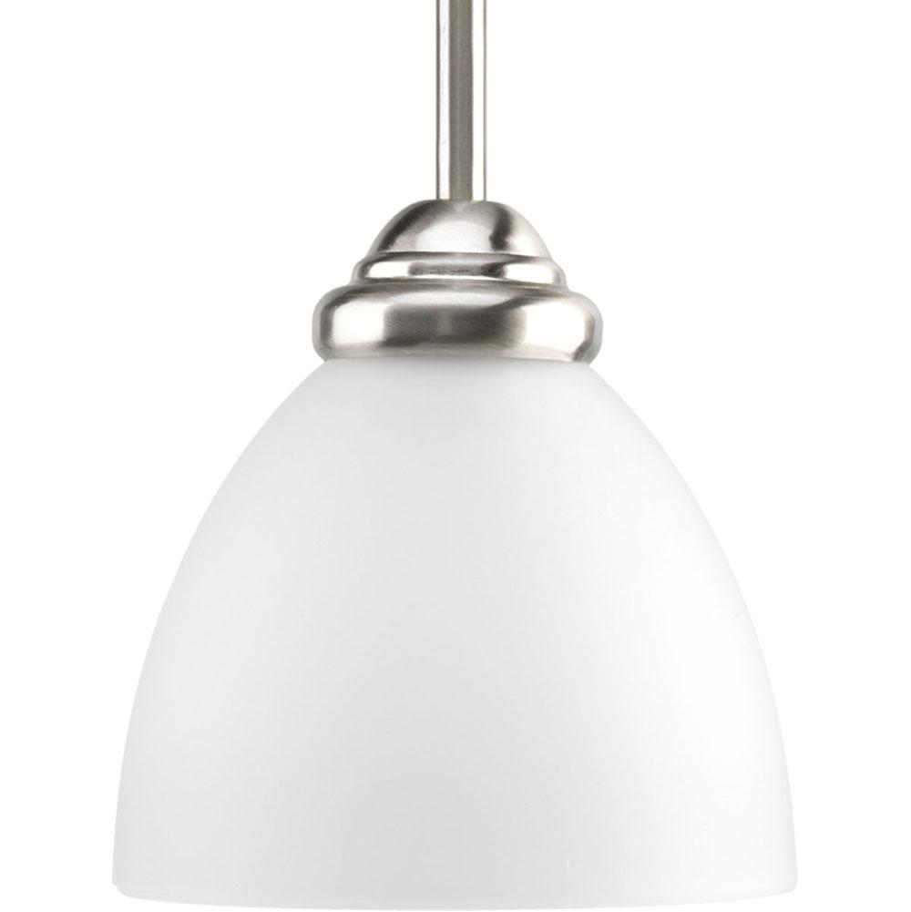 Progress Lighting Heart Collection One-Light Brushed Nickel Etched Glass Traditional Mini-Pendant Light