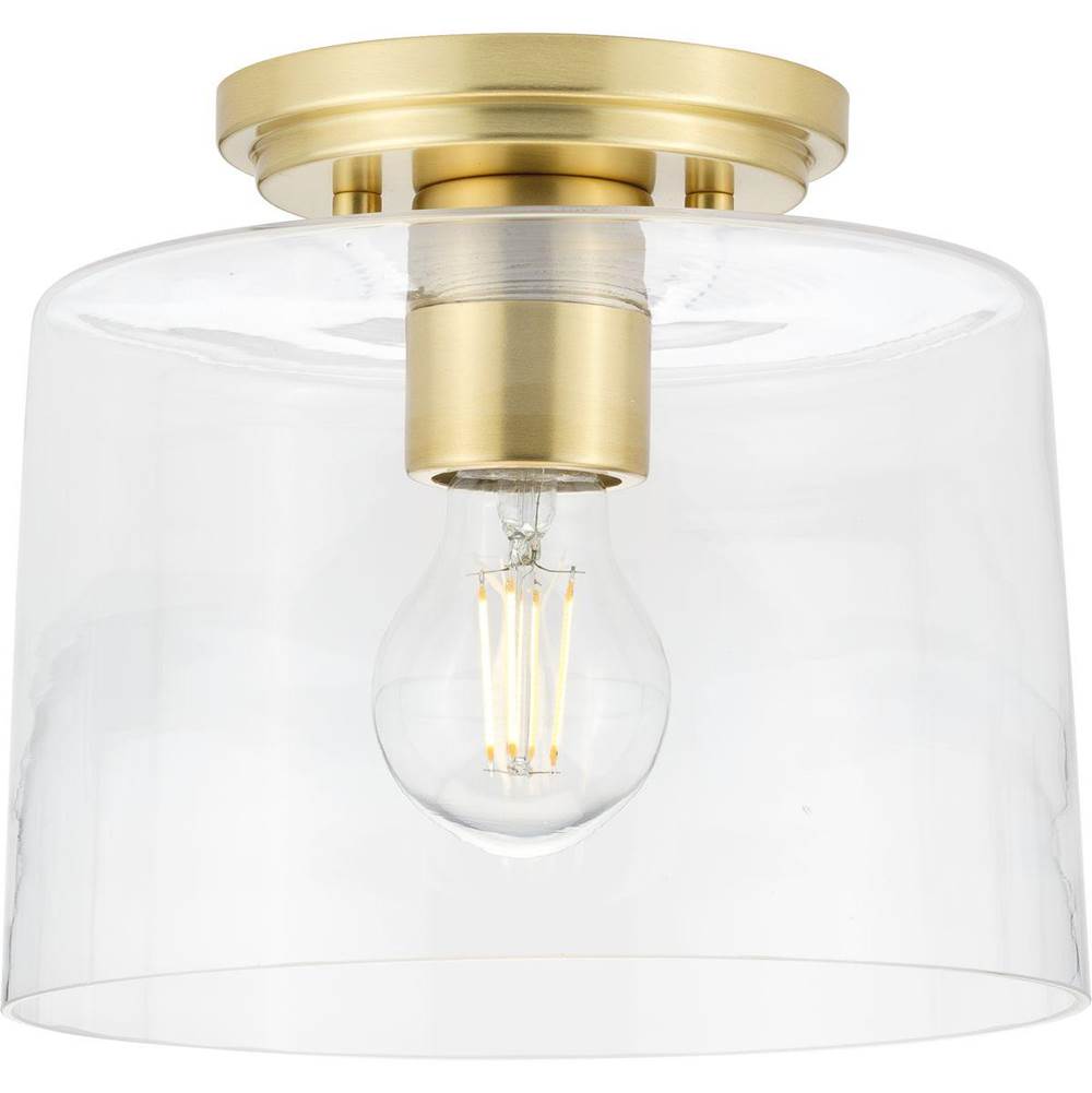 Progress Lighting Adley Collection  One-Light Satin Brass Clear Glass New Traditional Flush Mount Light
