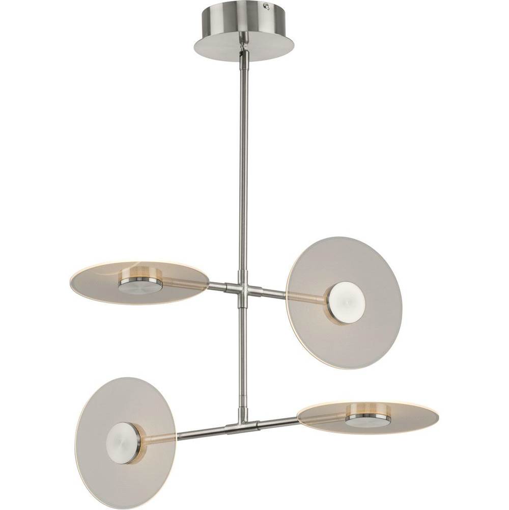 Progress Lighting Spoke LED Collection Four-Light Brushed Nickel Modern Style Hanging Chandelier Light