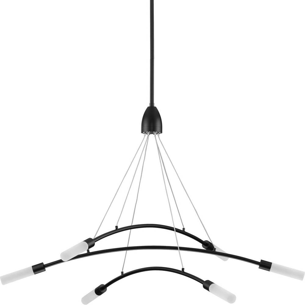Progress Lighting Kylo LED Collection Six-Light Matte Black and Frosted Acrylic Modern Style Chandelier Light
