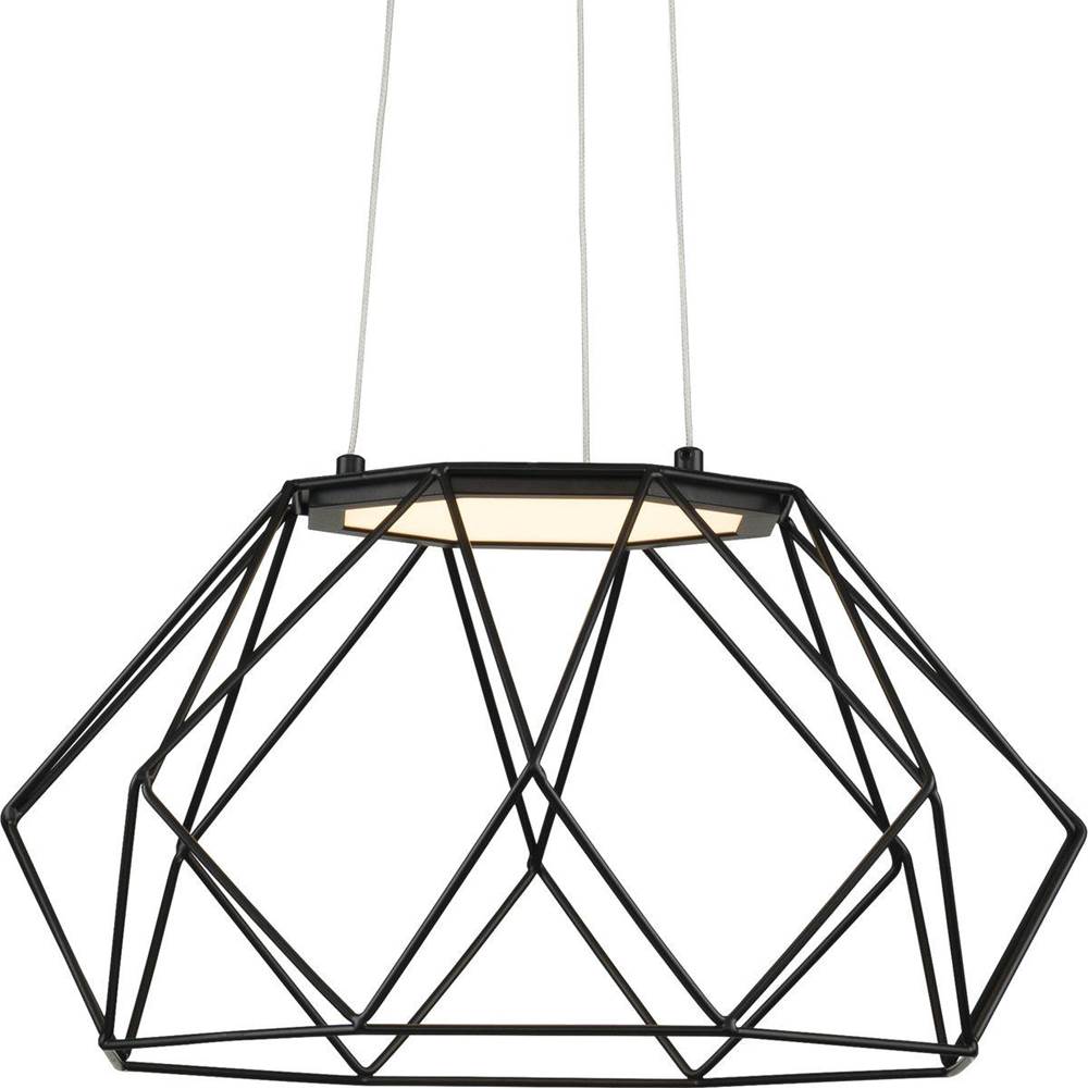 Progress Lighting Geodesic LED Collection Matte Black Modern Style Medium Hanging Pendant Light
