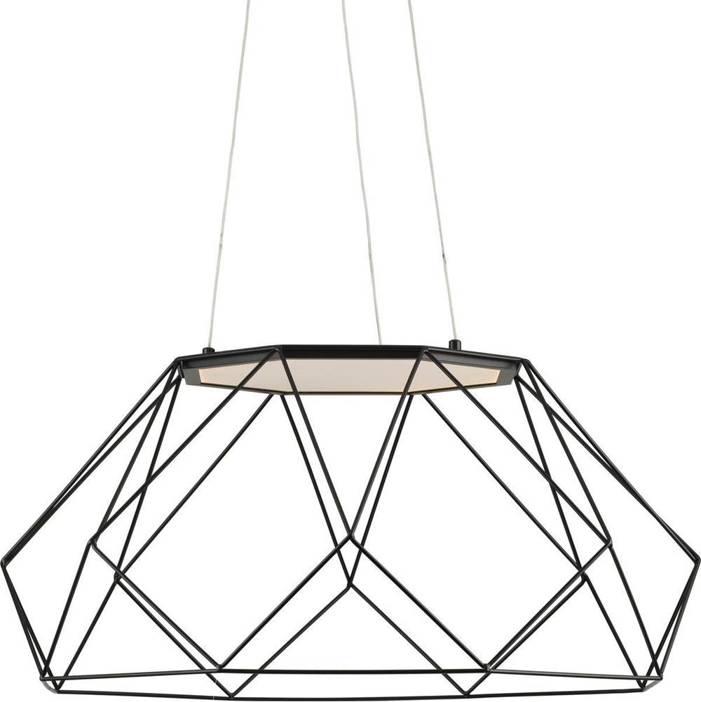 Progress Lighting Geodesic LED Collection Matte Black Modern Style Large Hanging Pendant Light