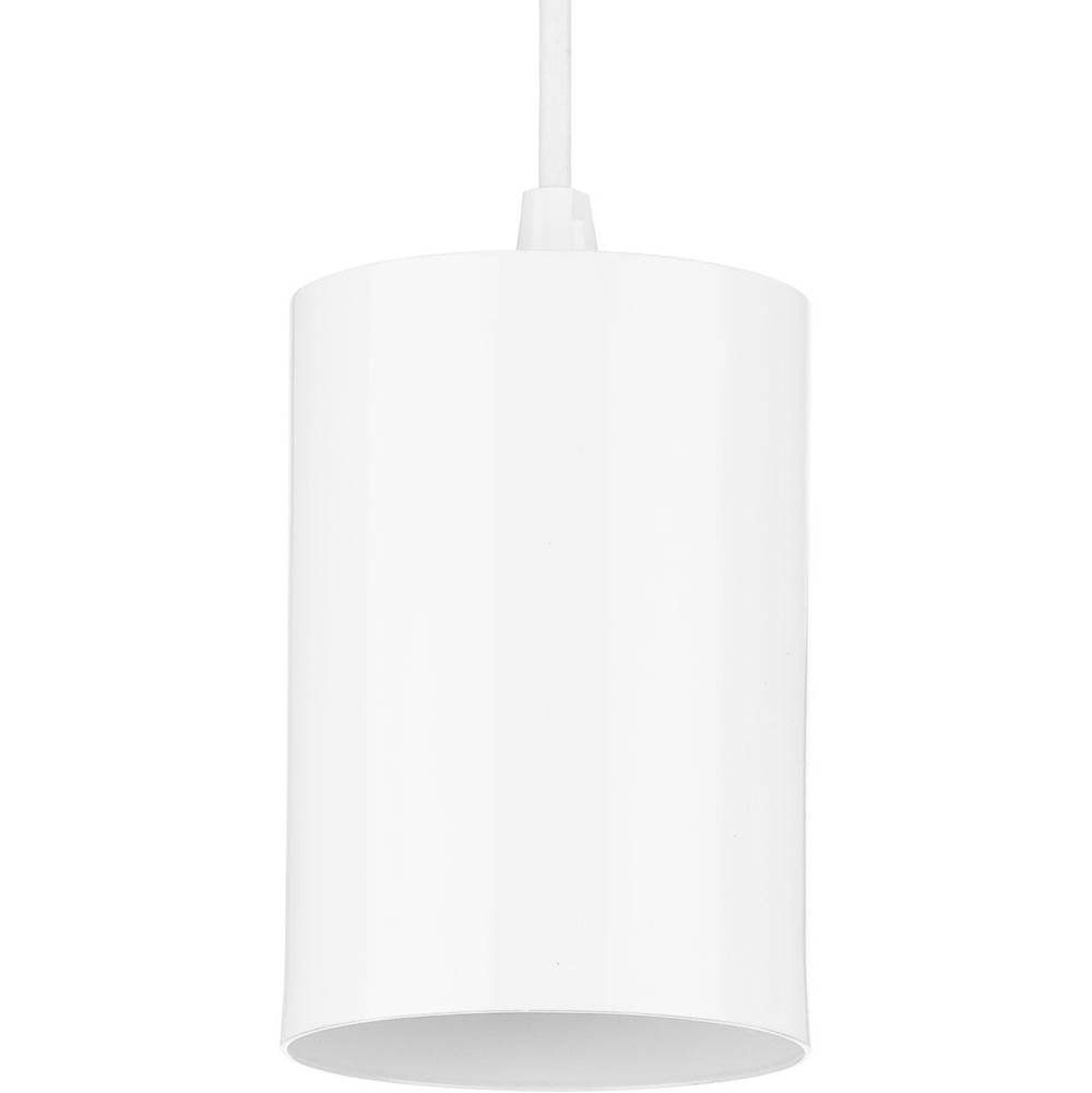 Progress Lighting 5''  White Outdoor Aluminum Cylinder Cord-Mount Hanging Light