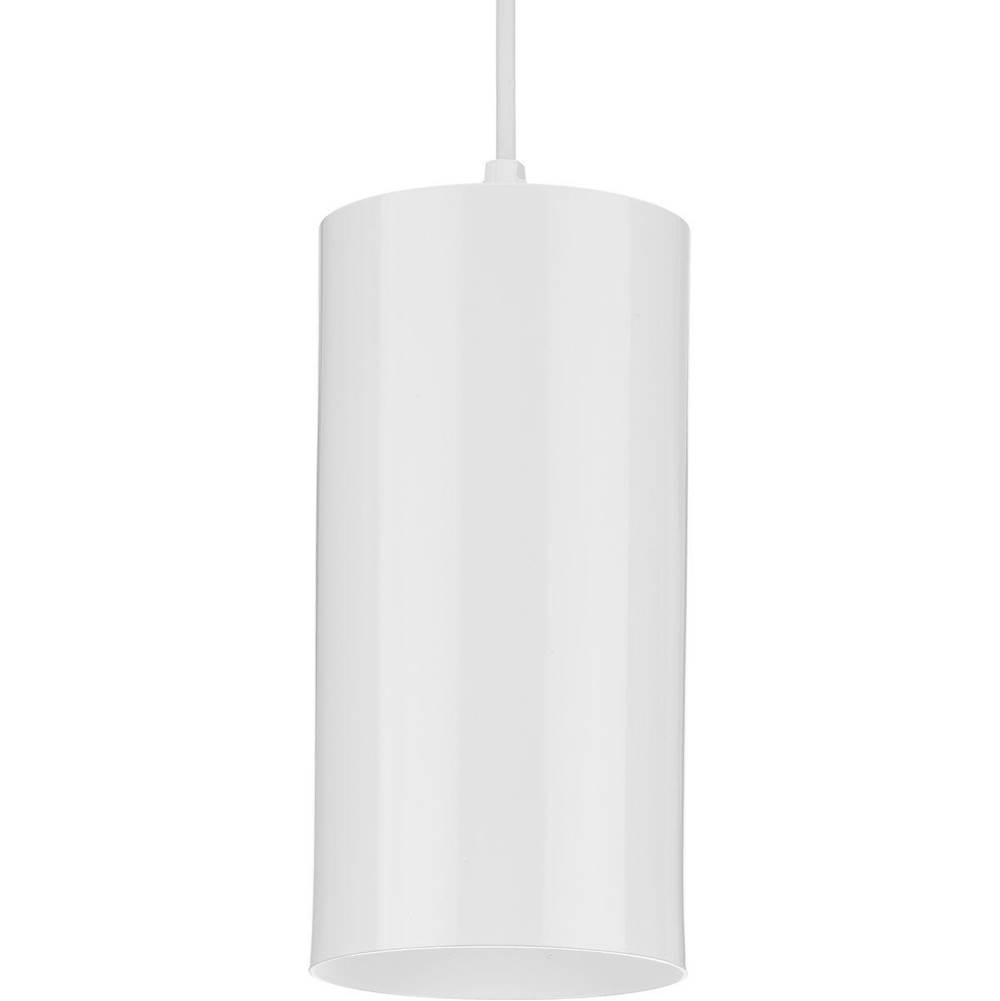 Progress Lighting 6''  White Outdoor Aluminum Cylinder Cord-Mount Hanging Light