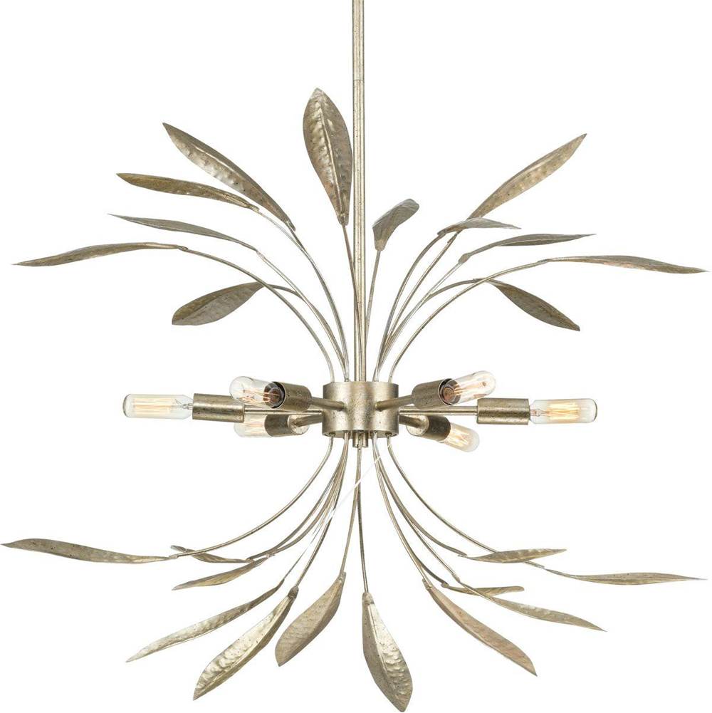 Progress Lighting Mariposa Collection Six-Light Gilded Silver Hanging Pendant Light