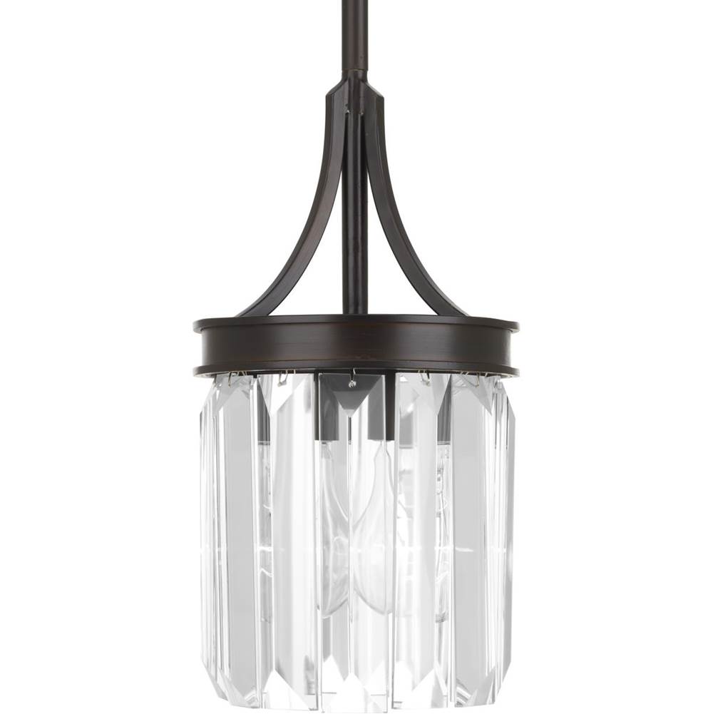 Progress Lighting Glimmer Collection One-Light Antique Bronze Clear Glass Luxe Pendant Light