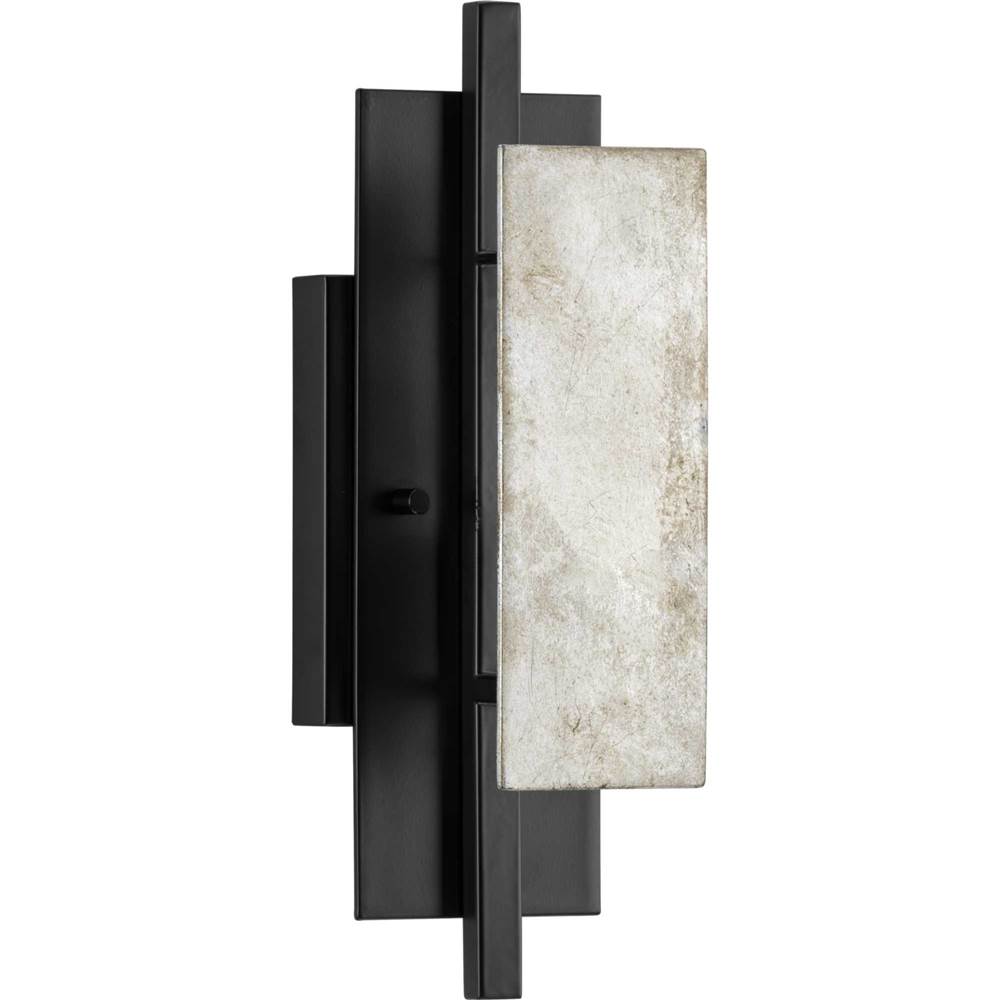 Progress Lighting Lowery Collection One-Light Matte Black/Aged Silver Leaf Industrial Luxe Wall Sconce