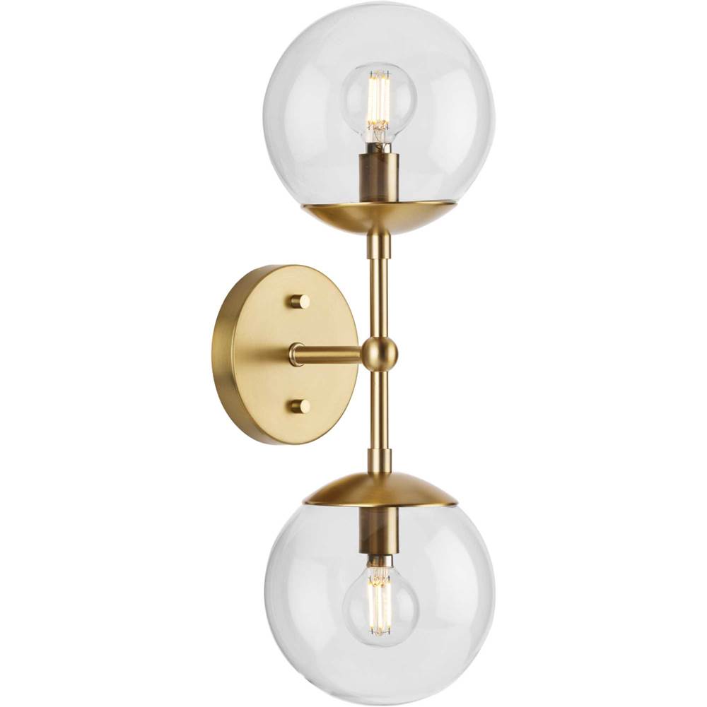 Progress Lighting Atwell Collection Two-Light Brushed Bronze Mid-Century Modern Wall Sconce