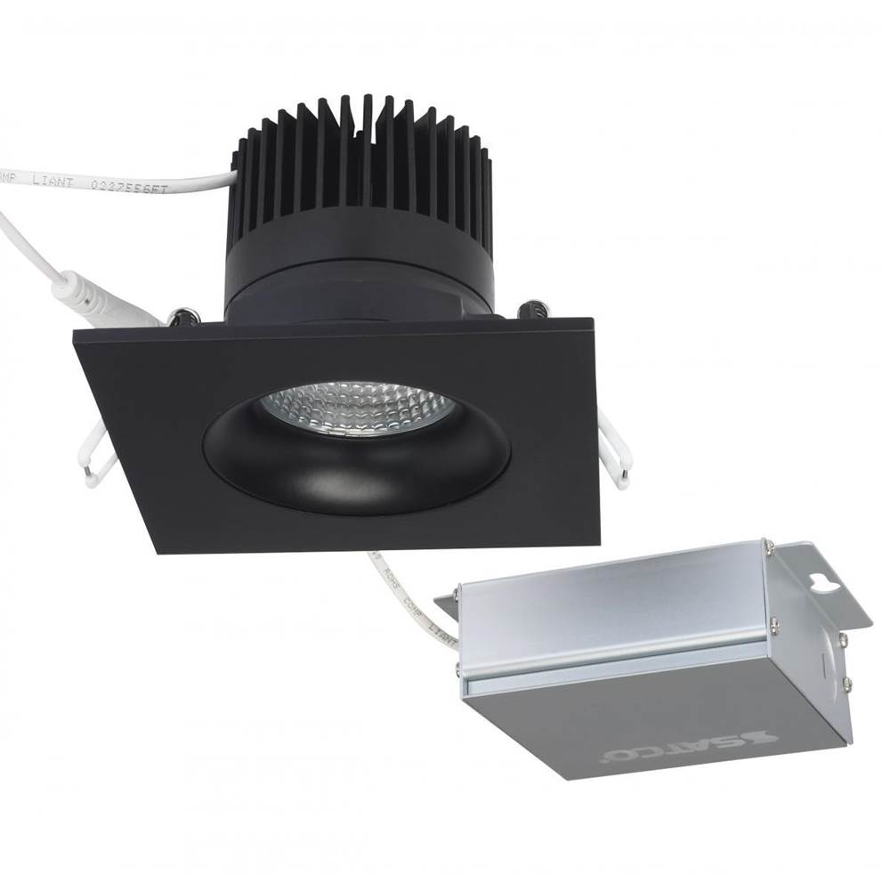 Satco 12 W LED Direct Wire Downlight, Gimbaled, 3.5'', 3000K, 120 V, Dimmable, Square, Remote Driver, Black
