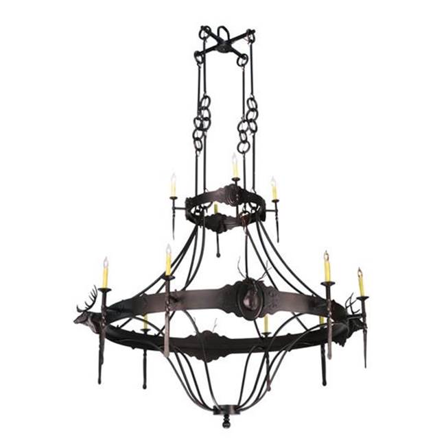 2nd Ave Designs 72''W Stag 12 LT Two Tier Chandelier