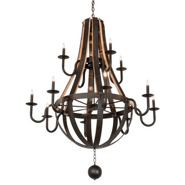 2nd Ave Designs 48'' Wide Barrel Stave Madera 12 Light Two Tier Chandelier