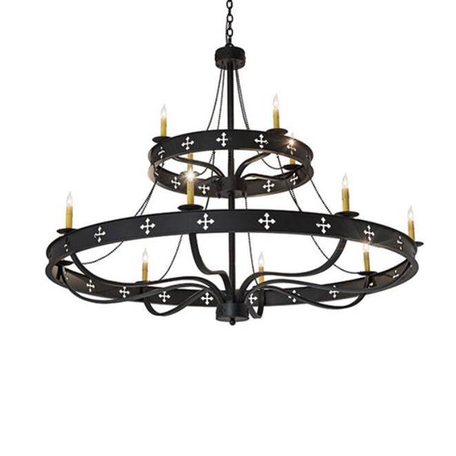 2nd Ave Designs 60'' Wide Byzantine 12 Light Two Tier Chandelier