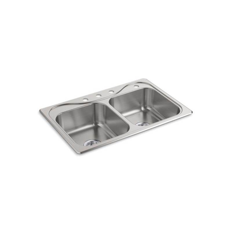 Sterling Plumbing Southhaven® Top-Mount Double-Equal Kitchen Sink, 33'' x 22'' x 8''