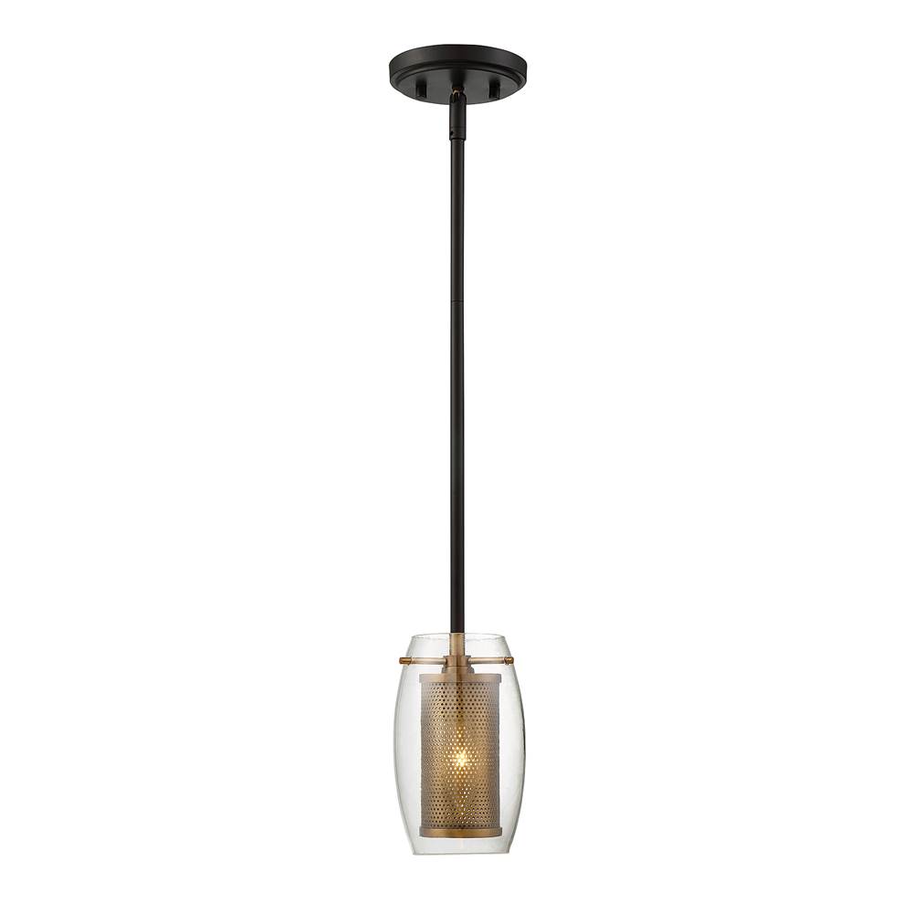 Savoy House Dunbar 1-Light Mini-Pendant in Warm Brass with Bronze Accents
