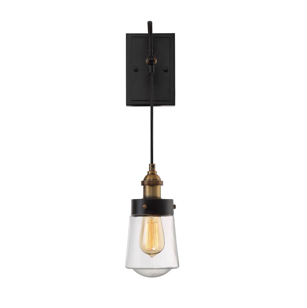 Savoy House Macauley 1-Light Wall Sconce in Vintage Black with Warm Brass