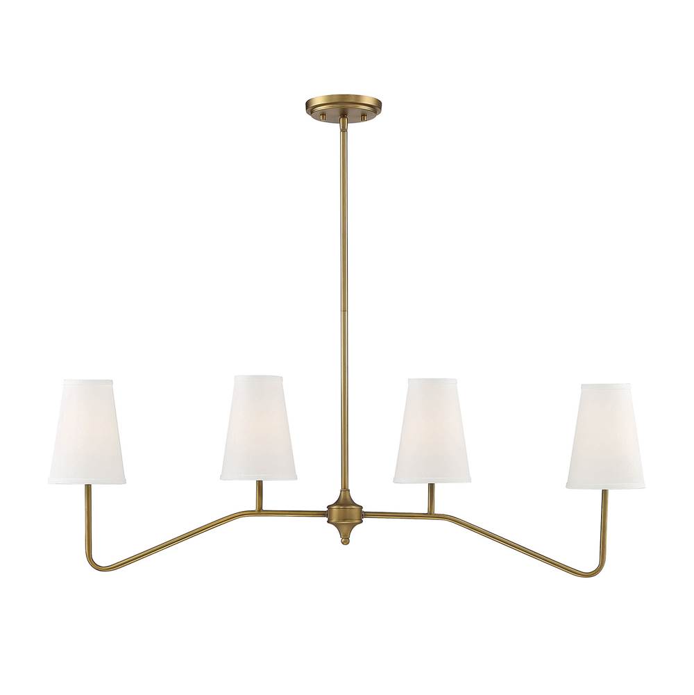 Savoy House 4-Light Linear Chandelier in Natural Brass