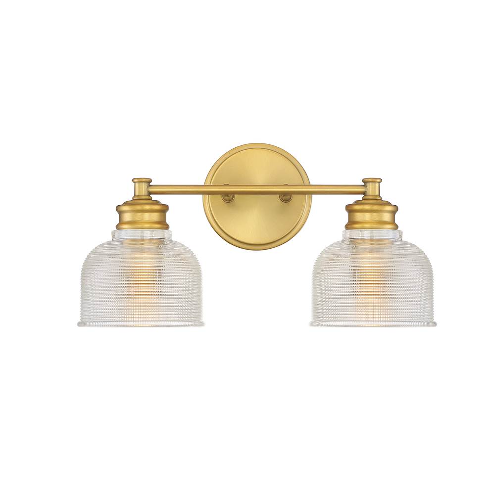 Savoy House 2-Light Bathroom Vanity Light in Natural Brass