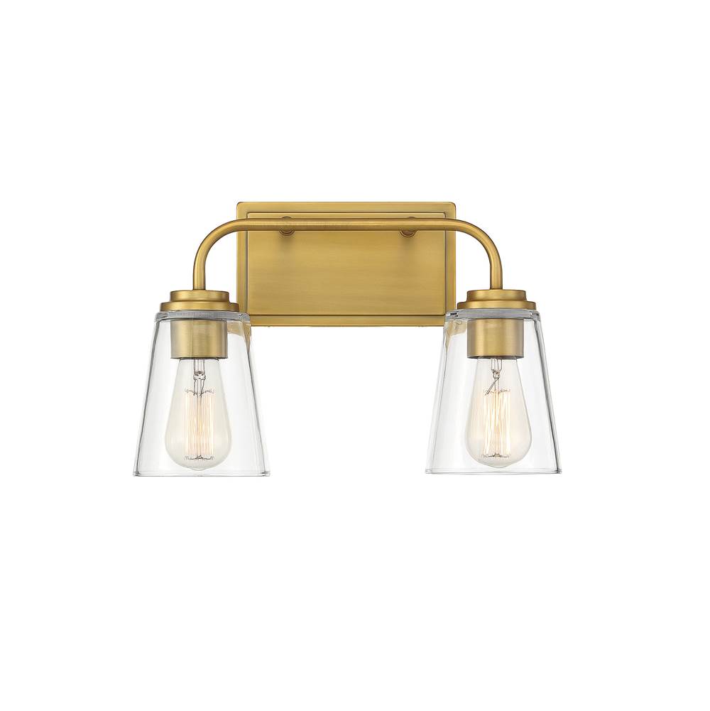 Savoy House 2-Light Bathroom Vanity Light in Natural Brass