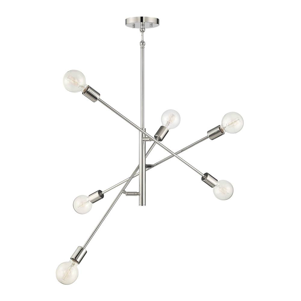 Savoy House 6-Light Chandelier in Polished Nickel