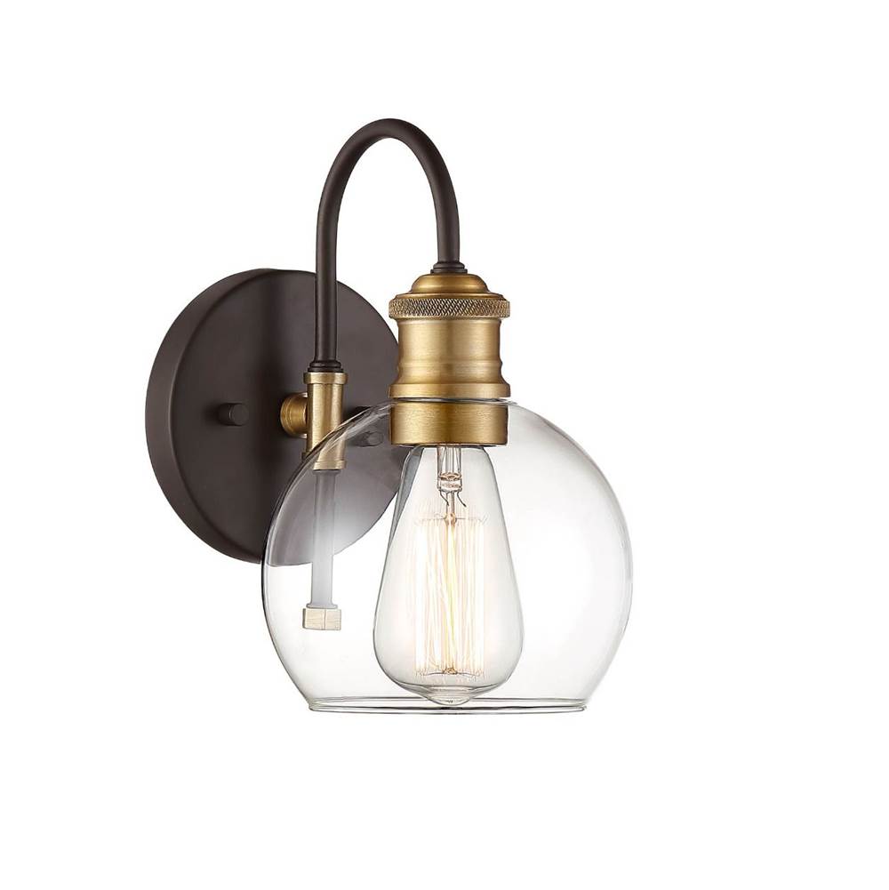 Savoy House 1-Light Outdoor Wall Lantern in Oil Rubbed Bronze with Natural Brass