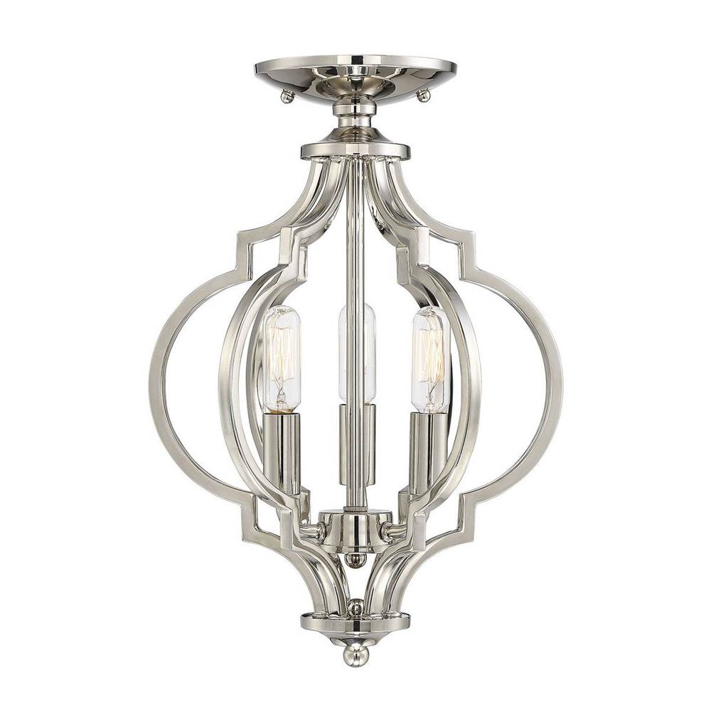 Savoy House 3-Light Convertible Semi-Flush or Pendant in Polished Nickel