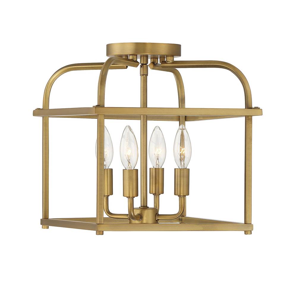 Savoy House 4-Light Ceiling Light in Natural Brass