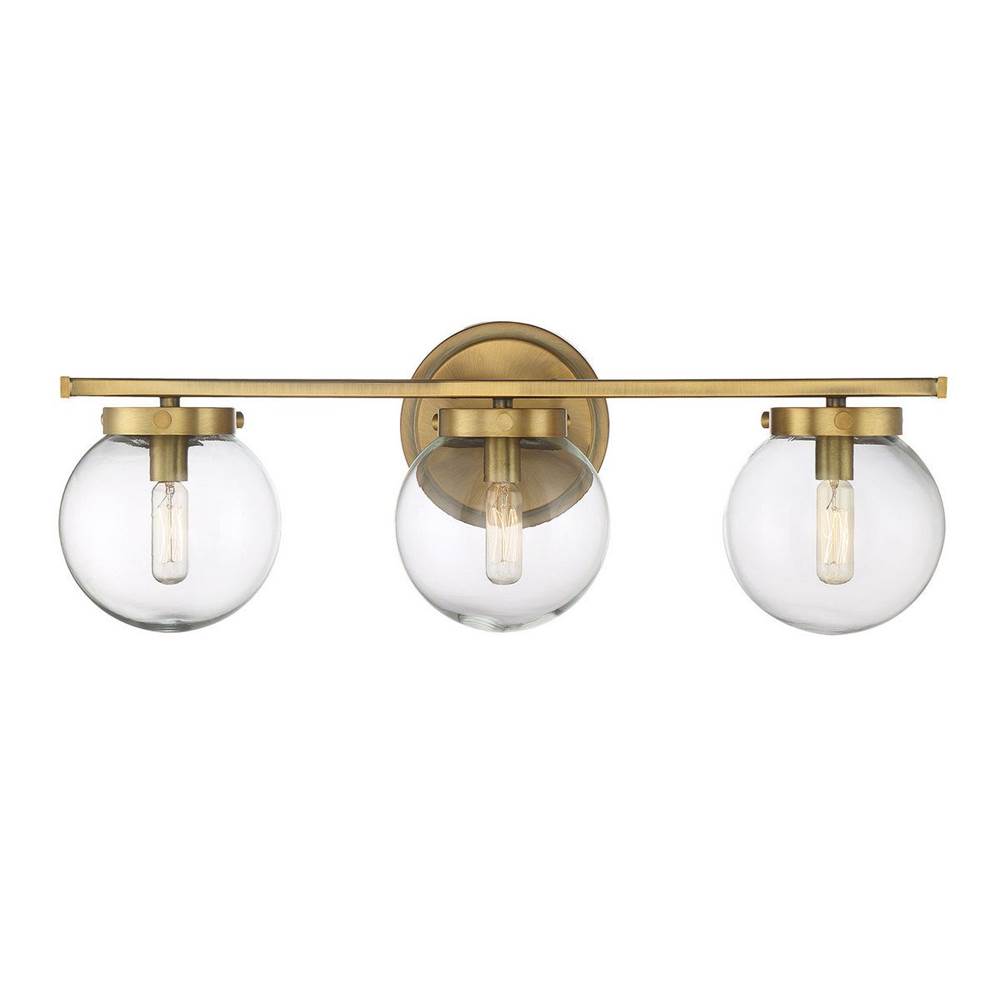 Savoy House 3-Light Bathroom Vanity Light in Natural Brass