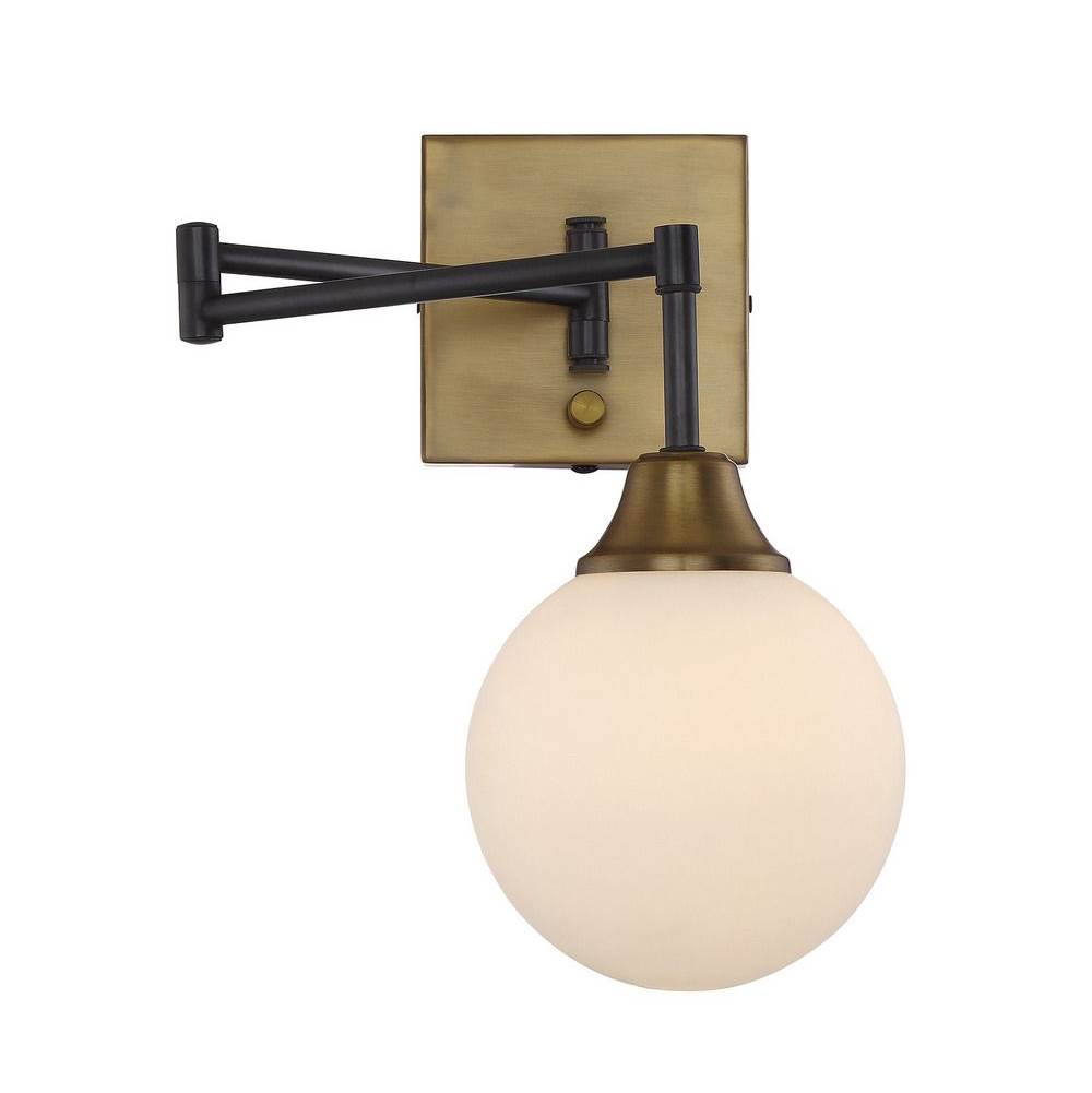 Savoy House 1-Light Adjustable Wall Sconce in Oiled Rubbed Bronze with Natural Brass
