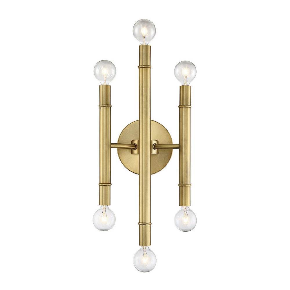 Savoy House 6-Light Wall Sconce in Natural Brass