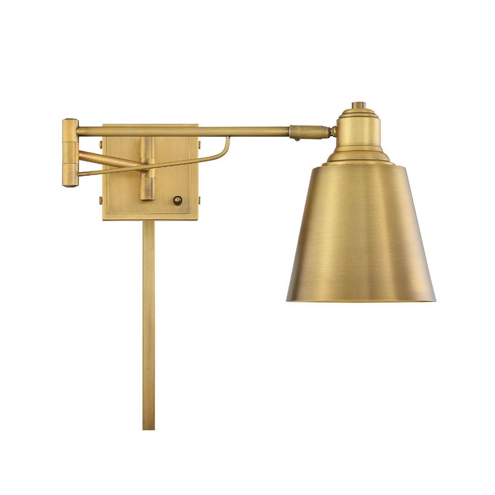 Savoy House 1-Light Adjustable Wall Sconce in Natural Brass