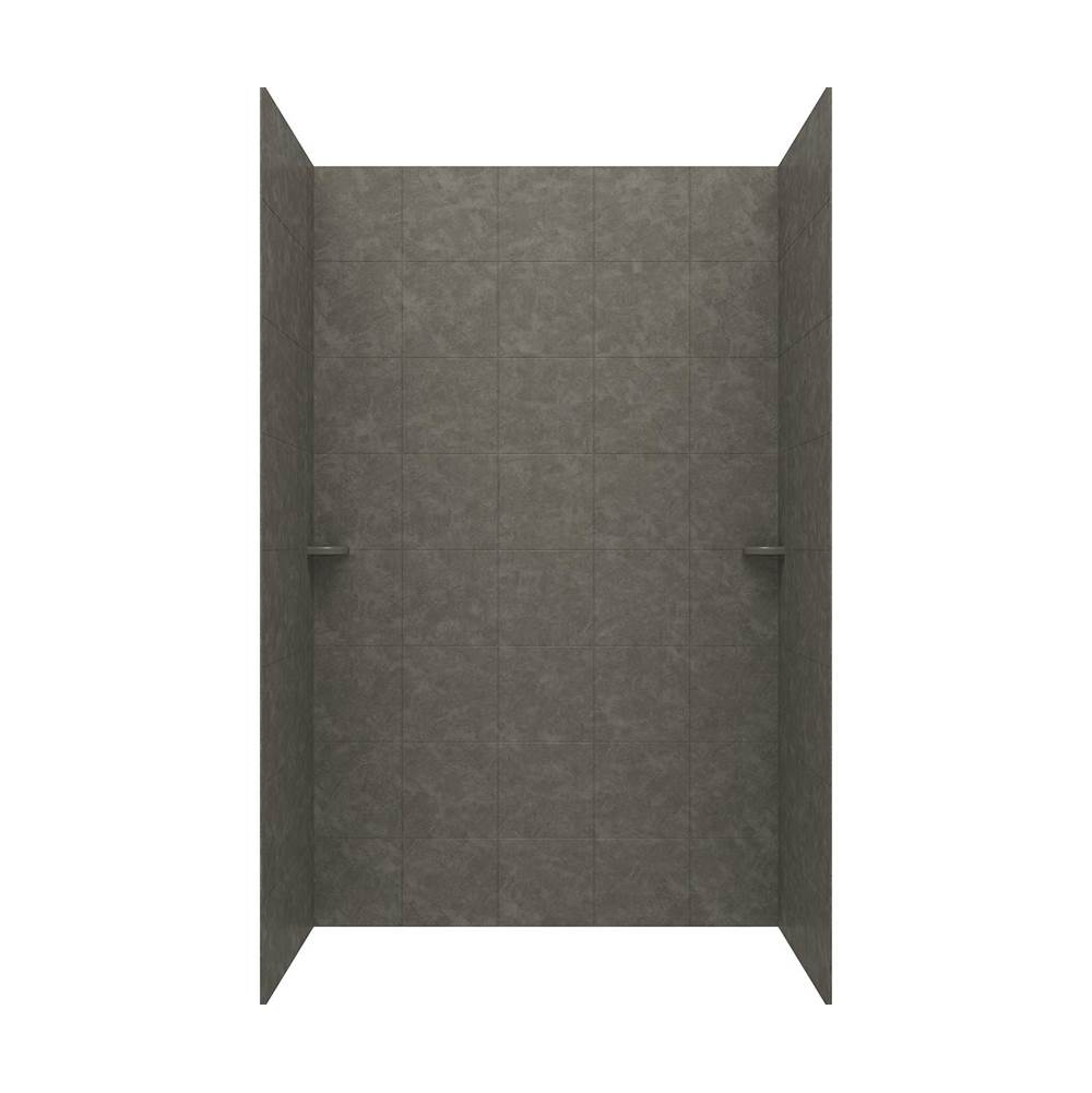 Swan SQMK96-3662 36 x 62 x 96 Swanstone® Square Tile Glue up Shower Wall Kit in Charcoal Gray