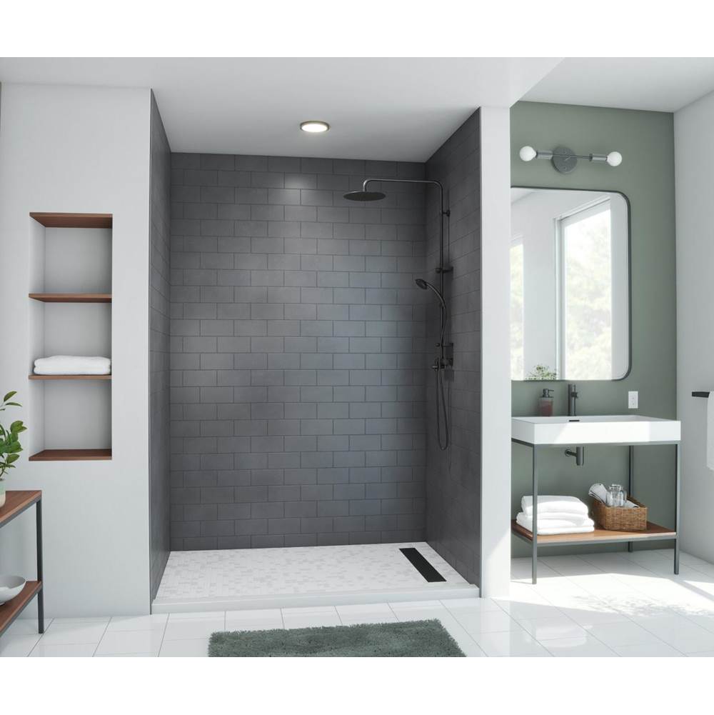 Swan MTMK96-3262 32 x 62 x 96 Swanstone® Metro Subway Tile Glue up Bathtub and Shower Wall Kit in Charcoal Gray