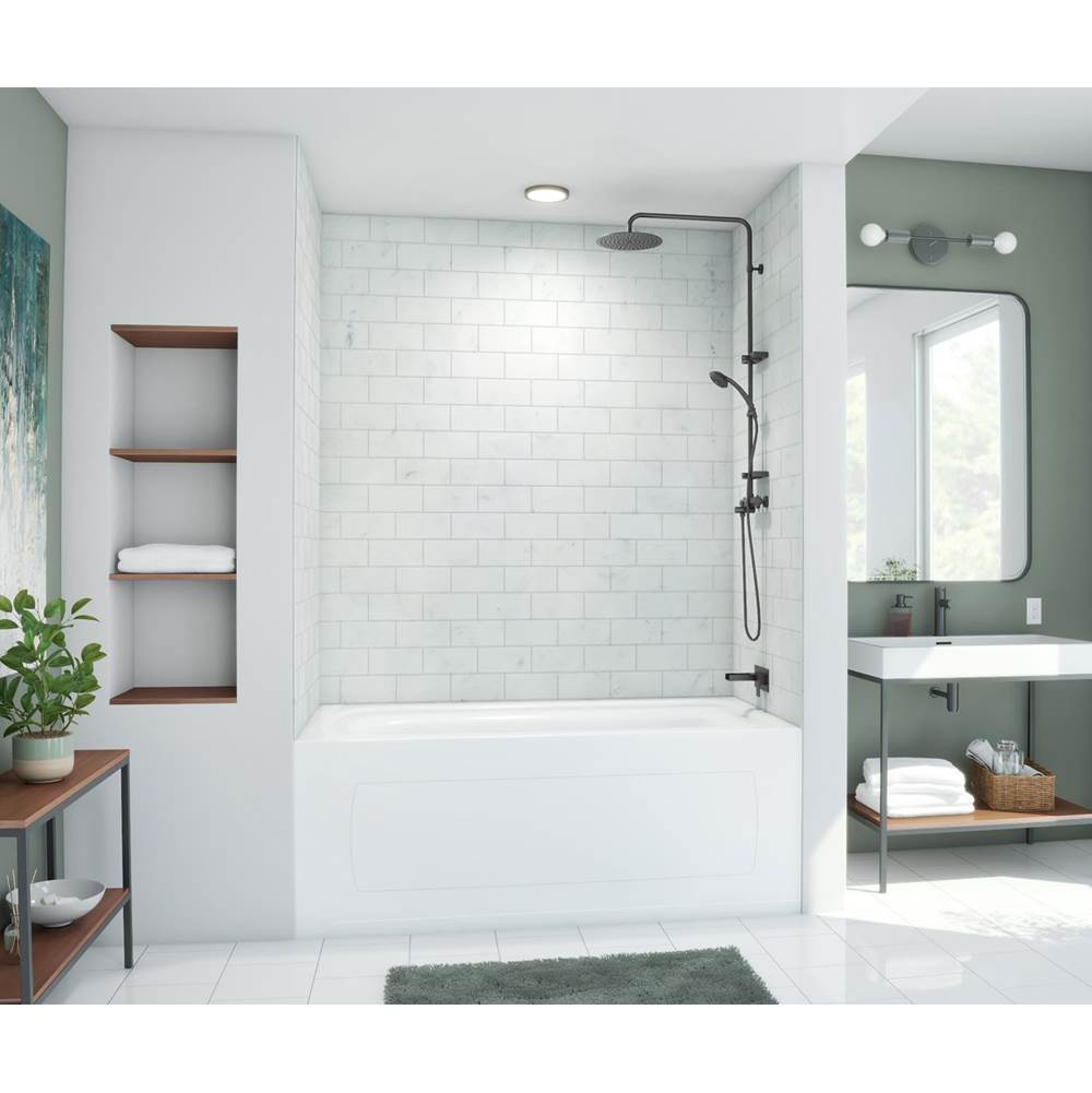 Swan MTMK72-3450 34 x 50 x 72 Swanstone® Metro Subway Tile Glue up Bathtub and Shower Wall Kit in Carrara